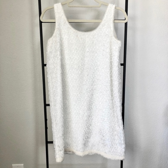 Jill Stuart Dresses & Skirts - Jill Stuart White Eyelash Fringe Sleeveless Mini Dress